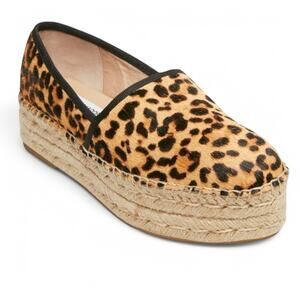 Steve Madden Alexia Leopard Platform Slip On Flat Animal Print Espadrilles US 9